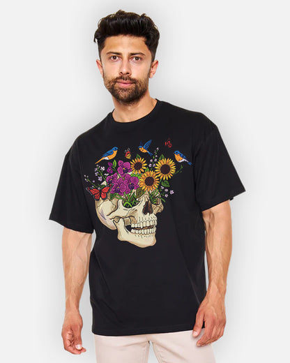Blooming Skull – T-Shirt Revived with Colors
