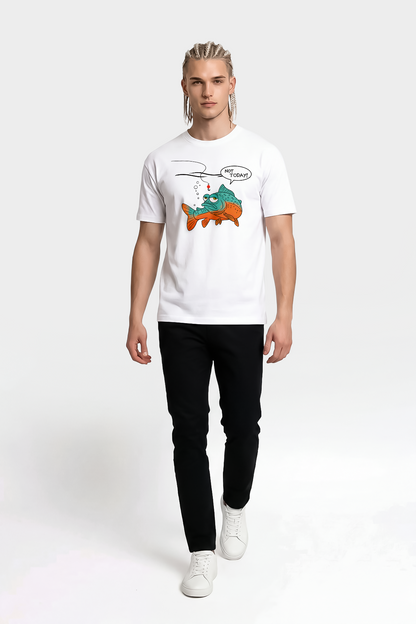 Not Today Bugün Değil Esprili Balıkçı %100 Pamuklu Tasarım T-Shirt