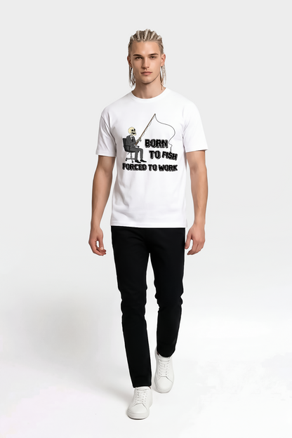 Born To Fish Balıkçı %100 Pamuklu Tasarım T-Shirt