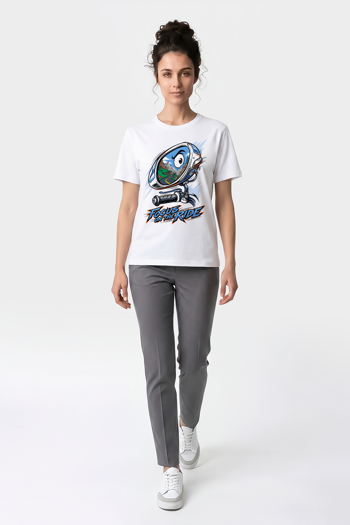 Focus On The Ride Motorcu Esprili %100 Pamuklu Tasarım T-Shirt