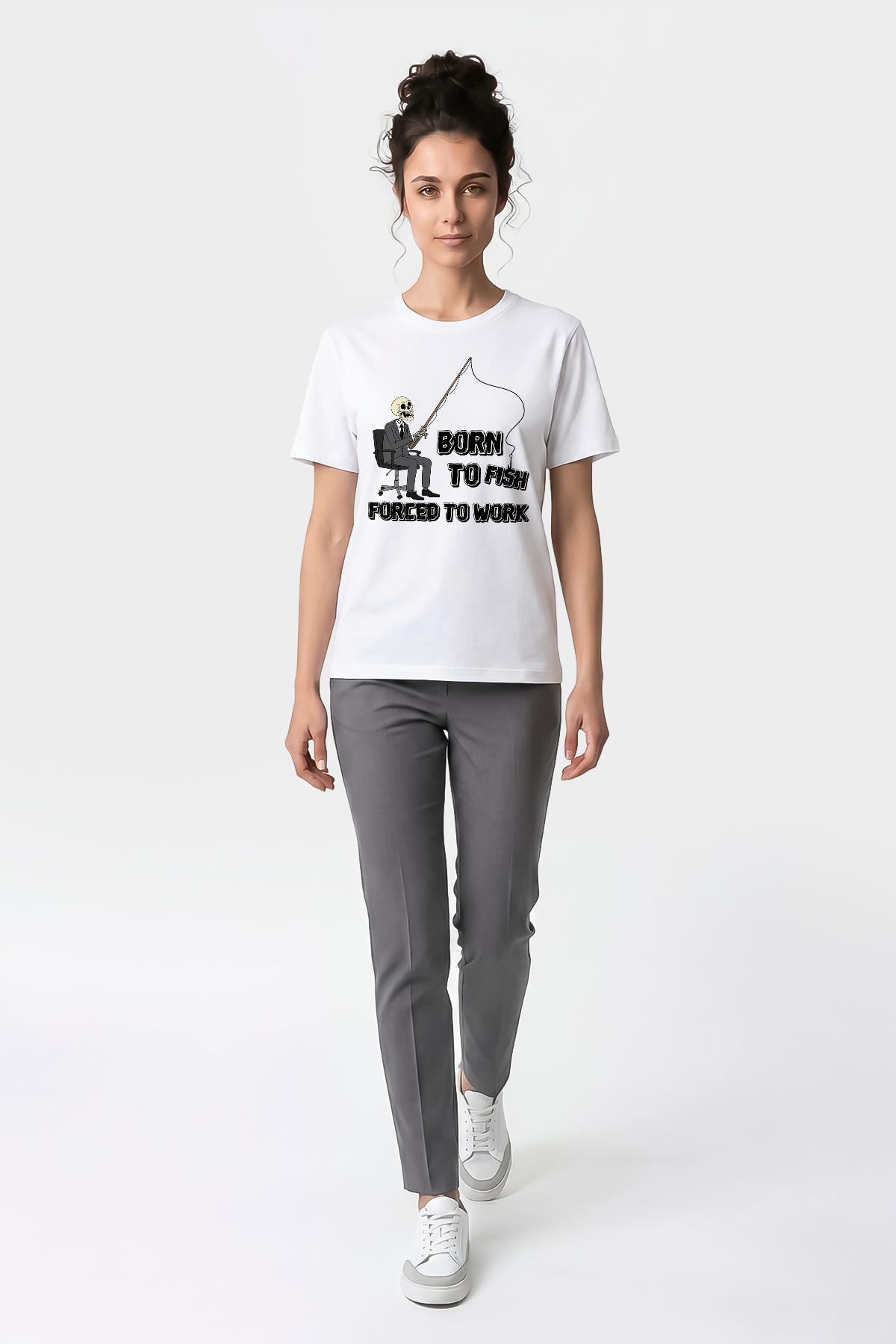 Born To Fish Balıkçı %100 Pamuklu Tasarım T-Shirt