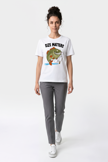 Regular Size Matters Boyut Önemlidir Esprili Balıkçı %100 Pamuklu Tasarım T-Shirt