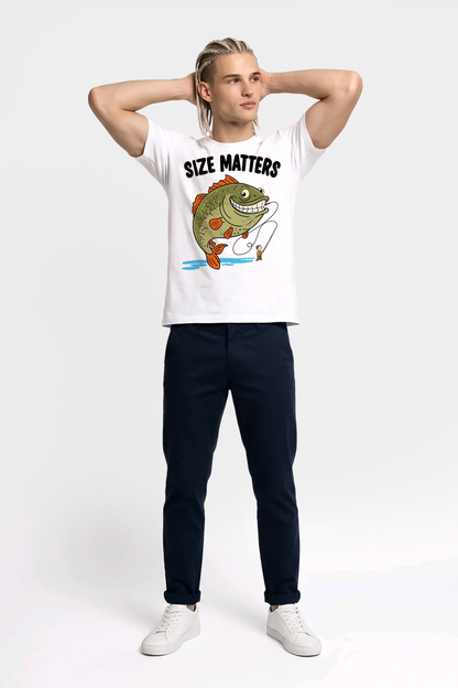 Regular Size Matters Boyut Önemlidir Esprili Balıkçı %100 Pamuklu Tasarım T-Shirt