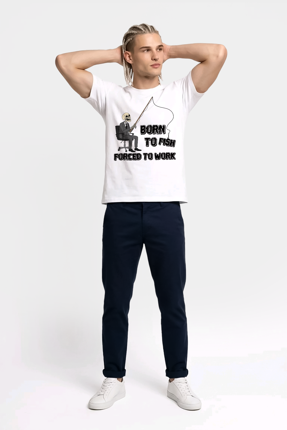 Born To Fish Balıkçı %100 Pamuklu Tasarım T-Shirt