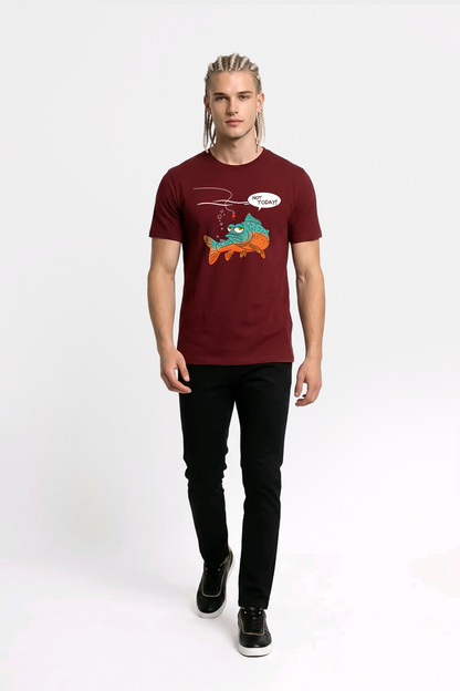Not Today Bugün Değil Esprili Balıkçı %100 Pamuklu Tasarım T-Shirt