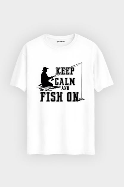Keep Calm Balıkçı %100 Pamuklu Tasarım T-Shirt