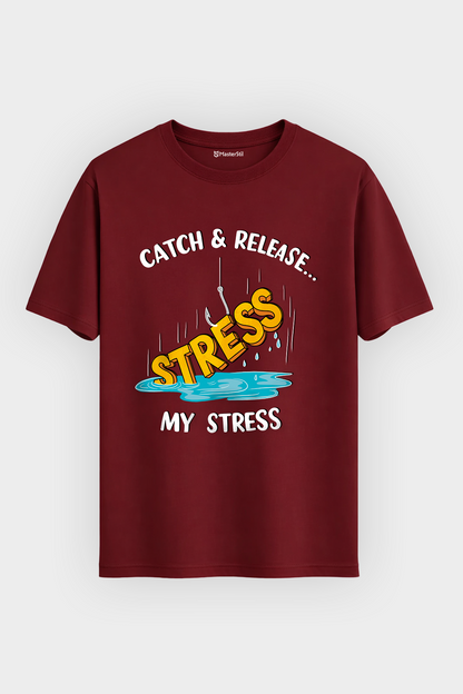 Catch Release Stres Atan Balıkçı %100 Pamuklu Tasarım T-Shirt