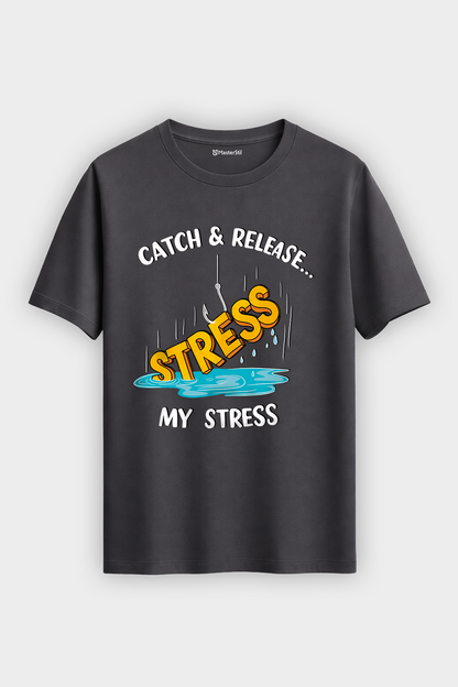 Catch Release Stres Atan Balıkçı %100 Pamuklu Tasarım T-Shirt