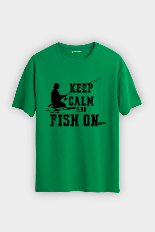 Keep Calm Balıkçı %100 Pamuklu Tasarım T-Shirt