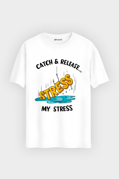 Catch Release Stres Atan Balıkçı %100 Pamuklu Tasarım T-Shirt