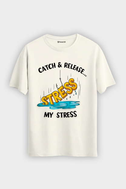 Catch Release Stres Atan Balıkçı %100 Pamuklu Tasarım T-Shirt