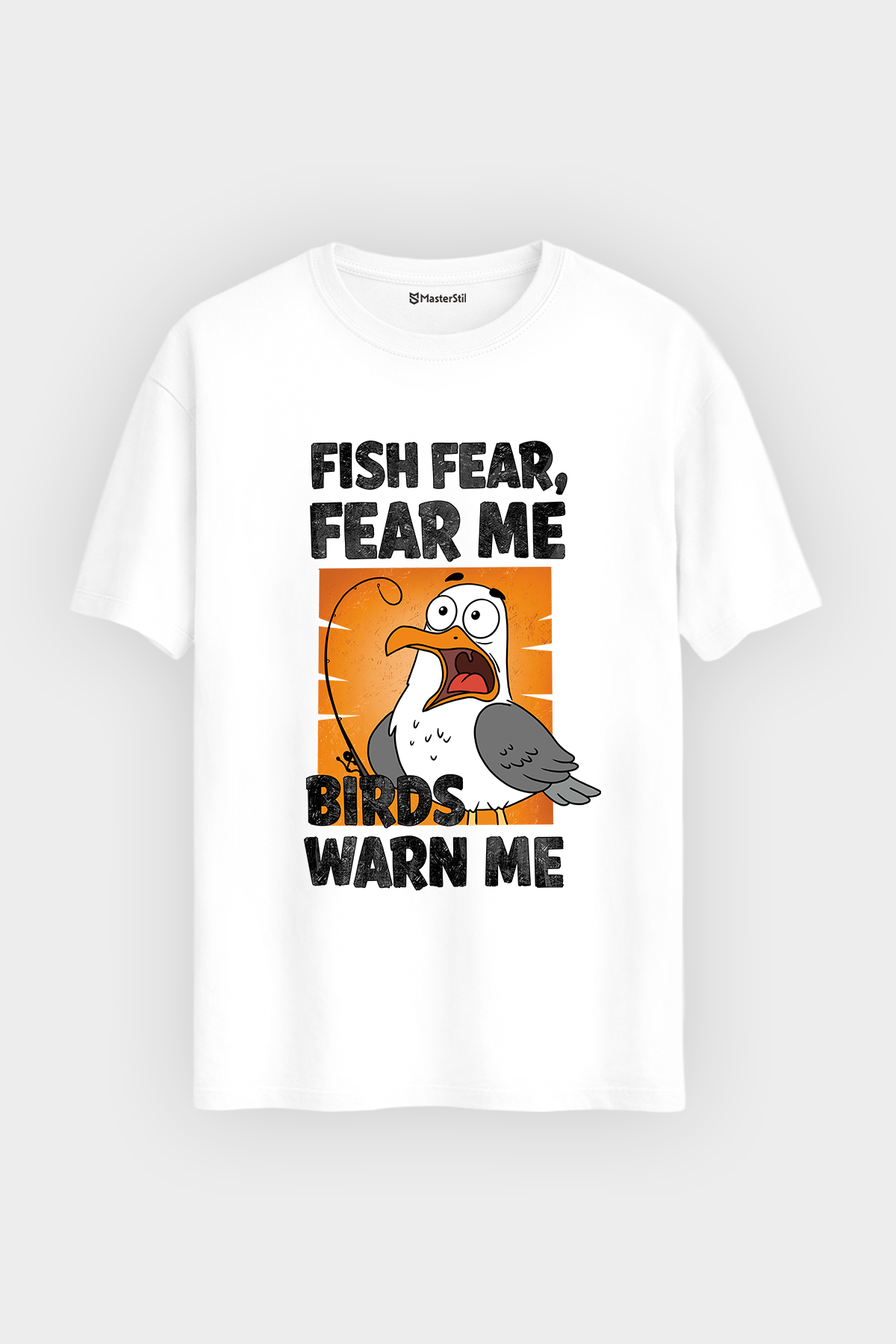 Fish Fear Me Esprili Balıkçı %100 Pamuklu Tasarım T-Shirt