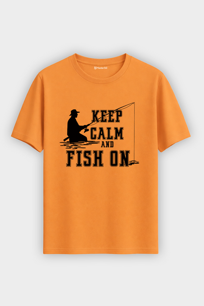 Keep Calm Balıkçı %100 Pamuklu Tasarım T-Shirt