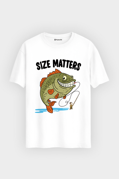 Regular Size Matters Boyut Önemlidir Esprili Balıkçı %100 Pamuklu Tasarım T-Shirt
