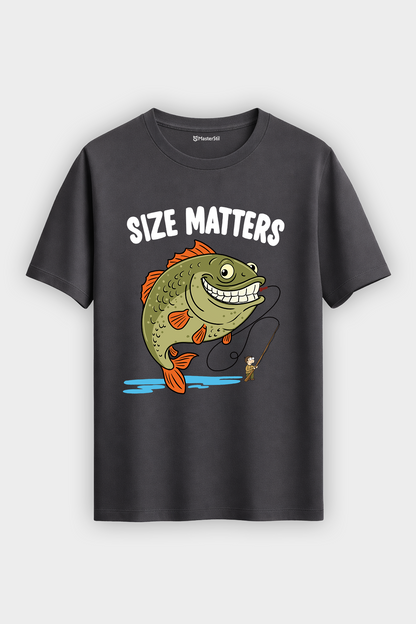 Regular Size Matters Boyut Önemlidir Esprili Balıkçı %100 Pamuklu Tasarım T-Shirt