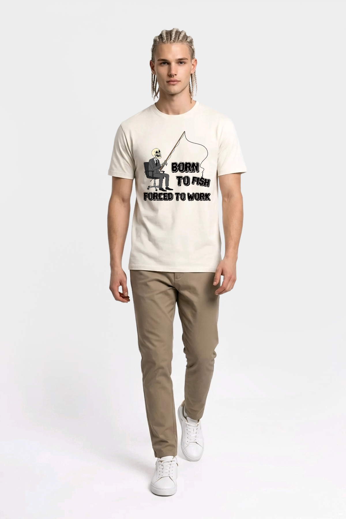Born To Fish Balıkçı %100 Pamuklu Tasarım T-Shirt