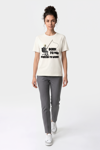 Born To Fish Balıkçı %100 Pamuklu Tasarım T-Shirt