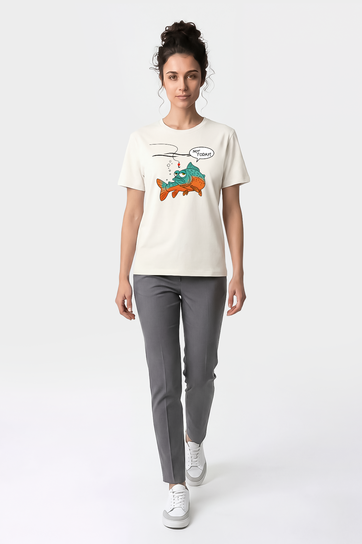 Not Today Bugün Değil Esprili Balıkçı %100 Pamuklu Tasarım T-Shirt