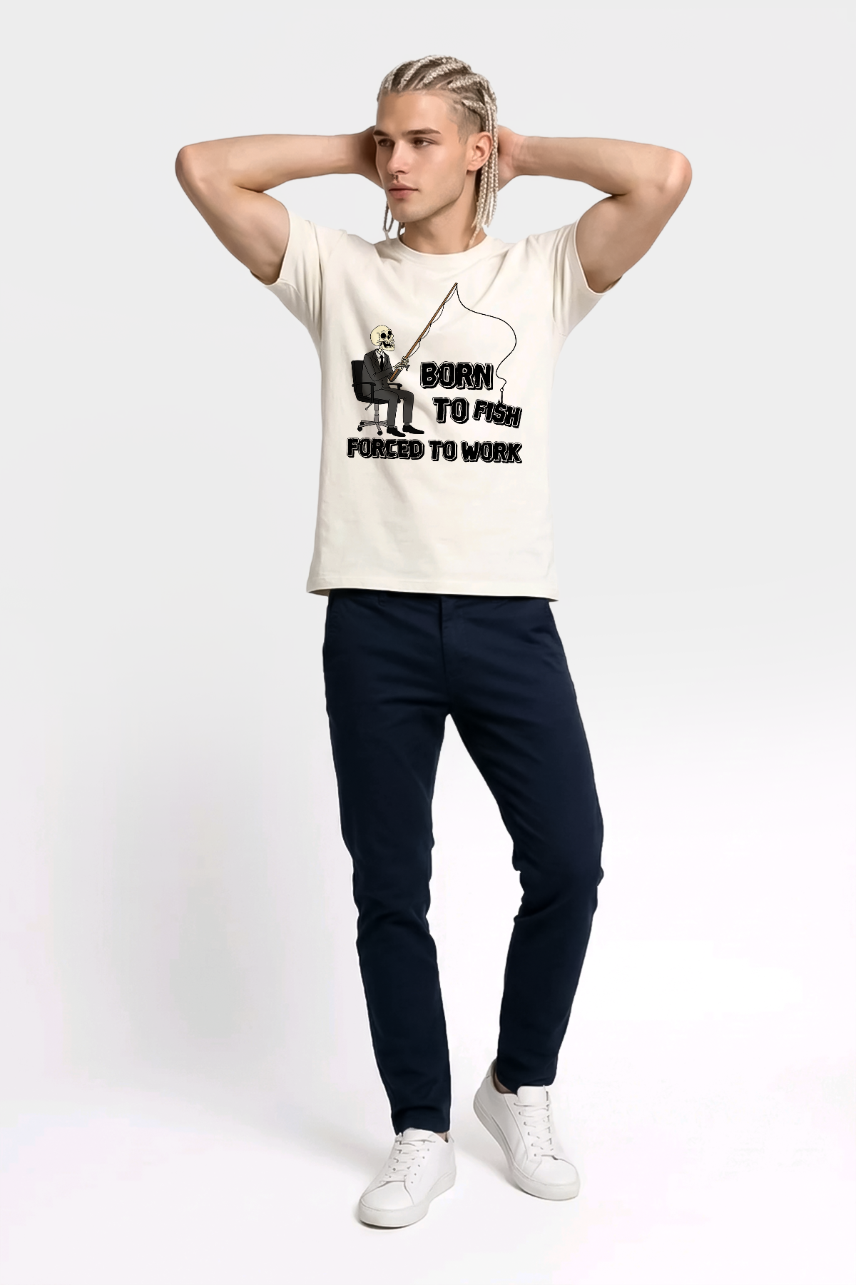 Born To Fish Balıkçı %100 Pamuklu Tasarım T-Shirt