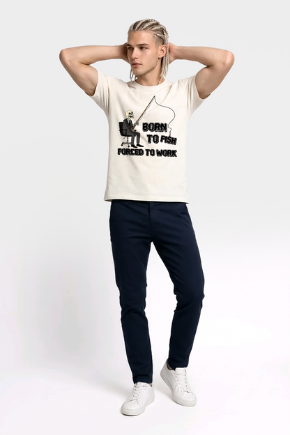 Born To Fish Balıkçı %100 Pamuklu Tasarım T-Shirt