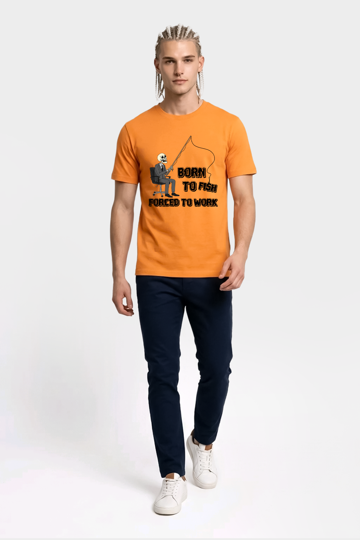 Born To Fish Balıkçı %100 Pamuklu Tasarım T-Shirt