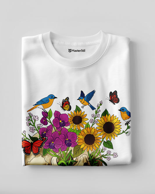 Blooming Skull – T-Shirt Revived with Colors