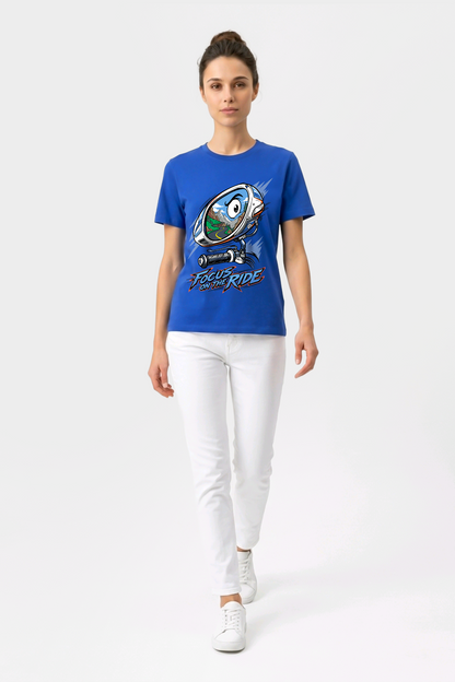 Focus On The Ride Motorcu Esprili %100 Pamuklu Tasarım T-Shirt