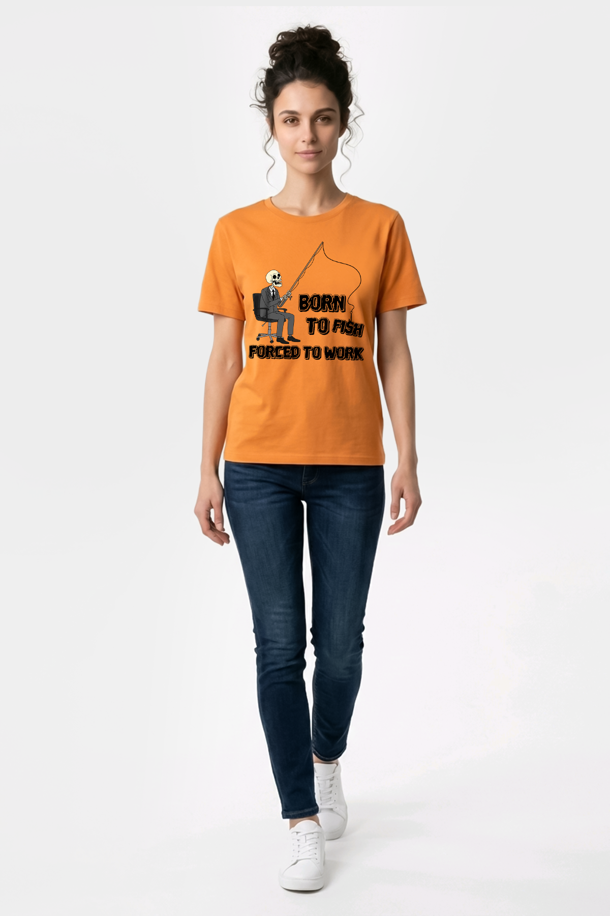 Born To Fish Balıkçı %100 Pamuklu Tasarım T-Shirt