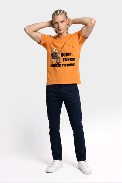 Born To Fish Balıkçı %100 Pamuklu Tasarım T-Shirt