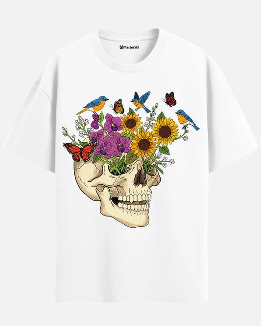 Blooming Skull – T-Shirt Revived with Colors