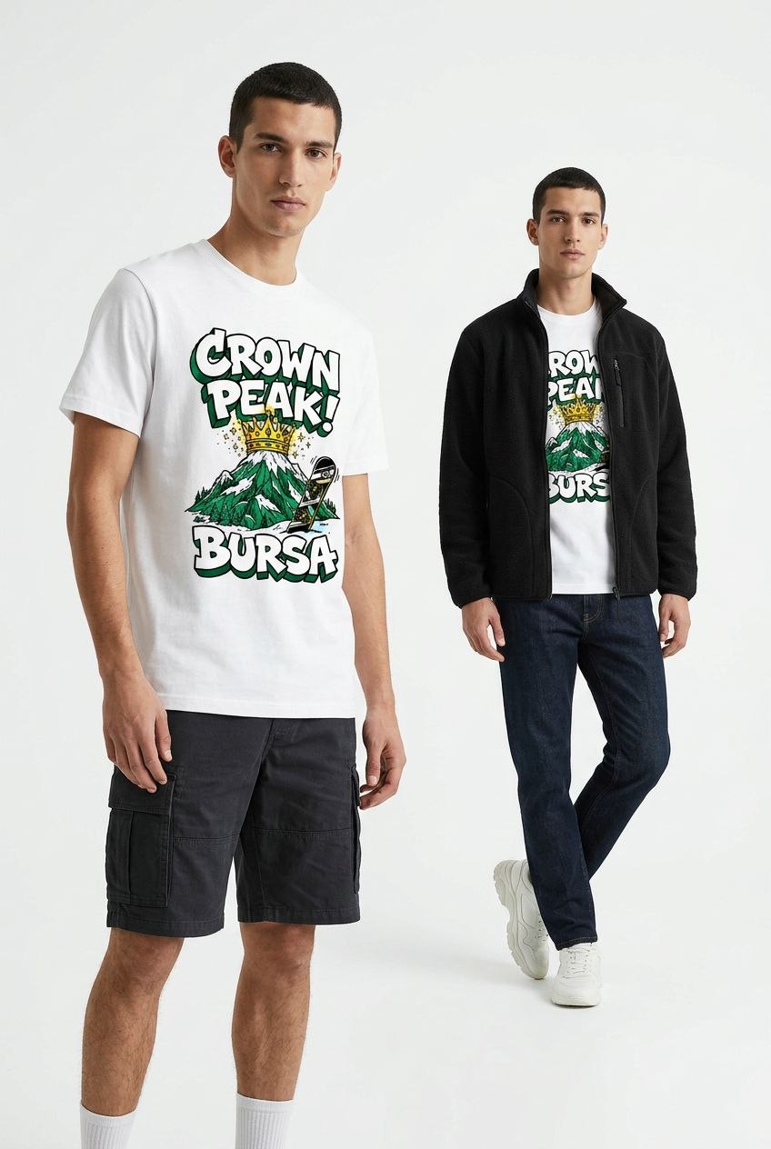 Crown Peak Bursa Esprili %100 Pamuklu Tasarım T-Shirt