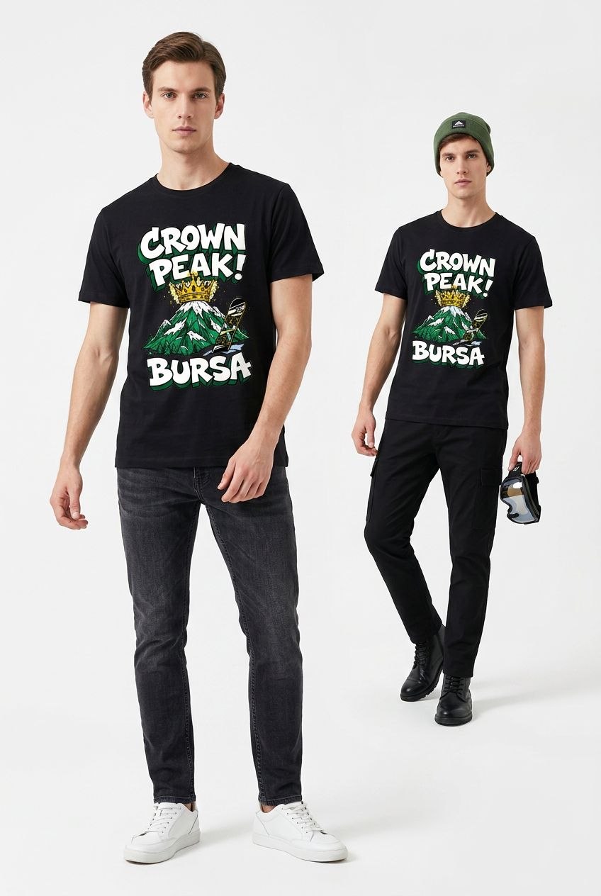 Crown Peak Bursa Esprili %100 Pamuklu Tasarım T-Shirt