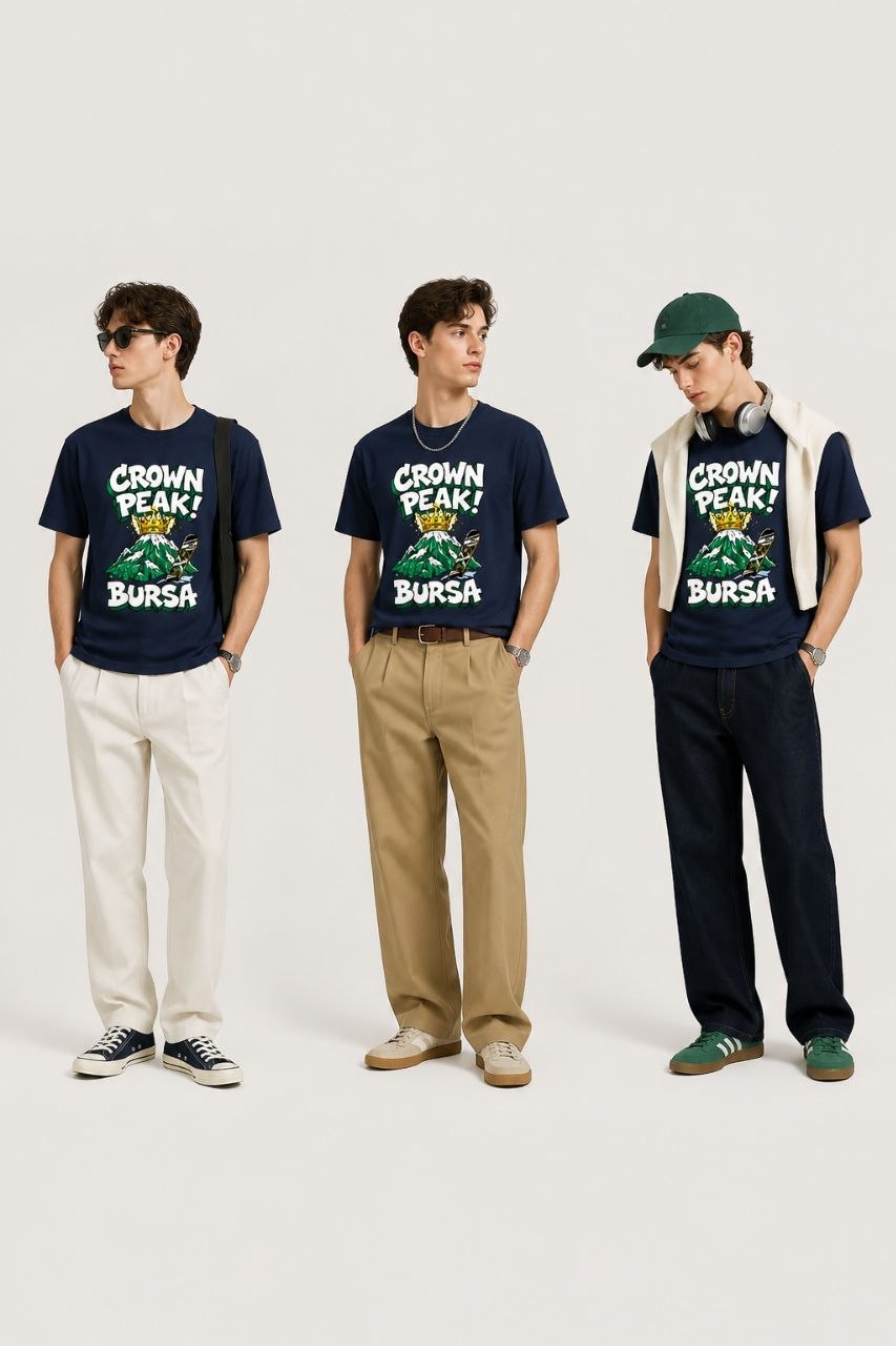 Crown Peak Bursa Esprili %100 Pamuklu Tasarım T-Shirt