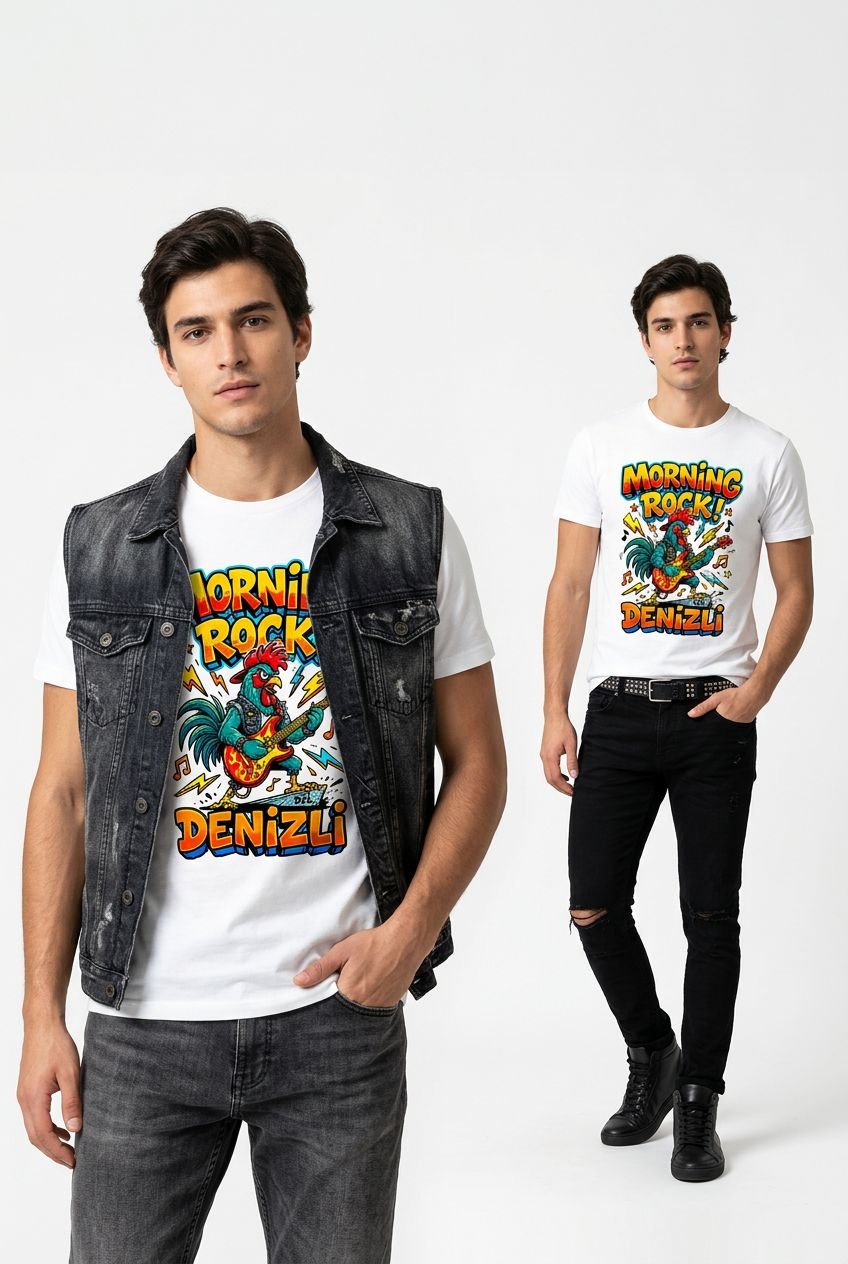Morning Rock Denizli Esprili %100 Pamuklu Tasarım T-Shirt