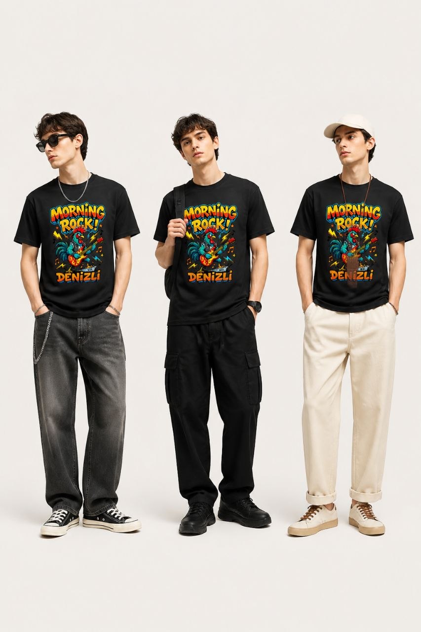 Morning Rock Denizli Esprili %100 Pamuklu Tasarım T-Shirt