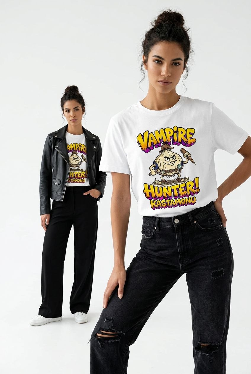 Vampire Hunter Kastamonu Esprili %100 Pamuklu Tasarım T-Shirt