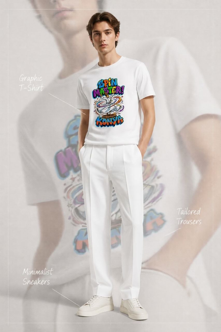 Spin Master Konya Esprili %100 Pamuklu Tasarım T-Shirt