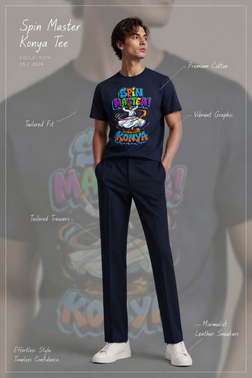 Spin Master Konya Esprili %100 Pamuklu Tasarım T-Shirt