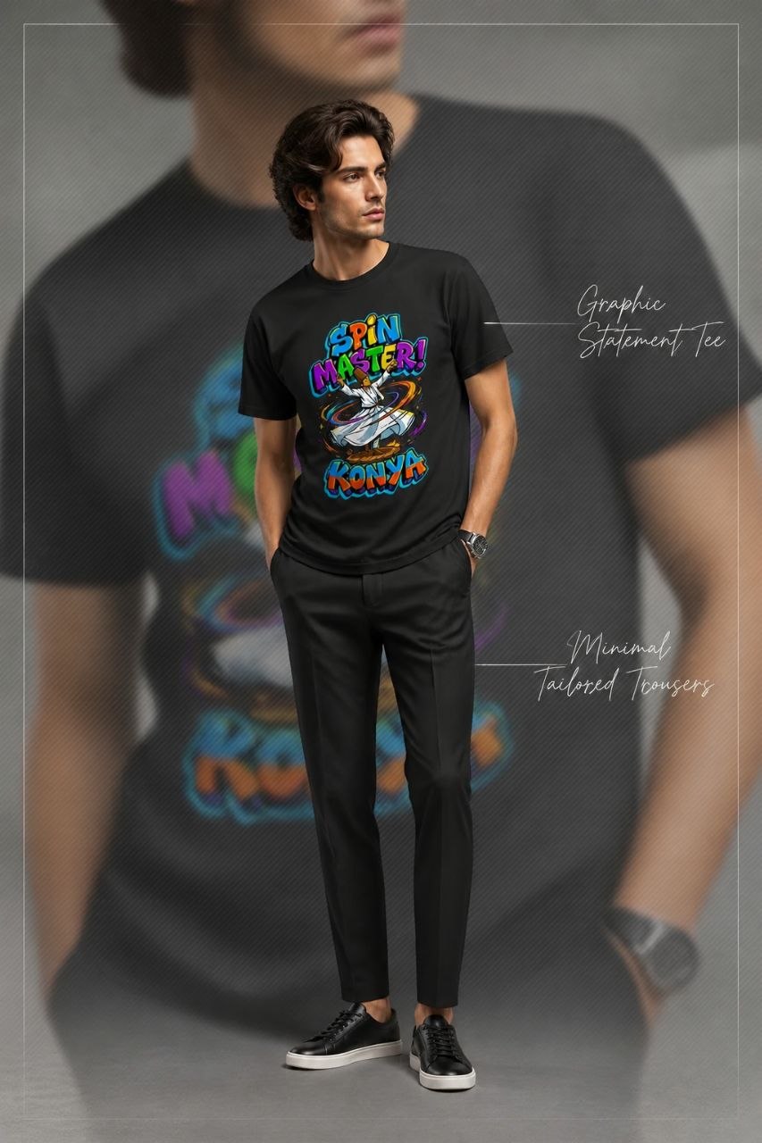Spin Master Konya Esprili %100 Pamuklu Tasarım T-Shirt