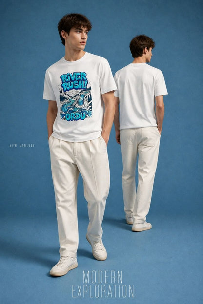 River Rush Ordu Esprili %100 Pamuklu Tasarım T-Shirt