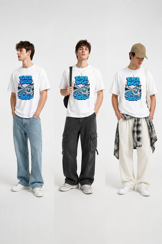 River Rush Ordu Esprili %100 Pamuklu Tasarım T-Shirt