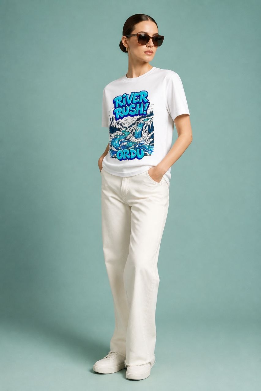 River Rush Ordu Esprili %100 Pamuklu Tasarım T-Shirt