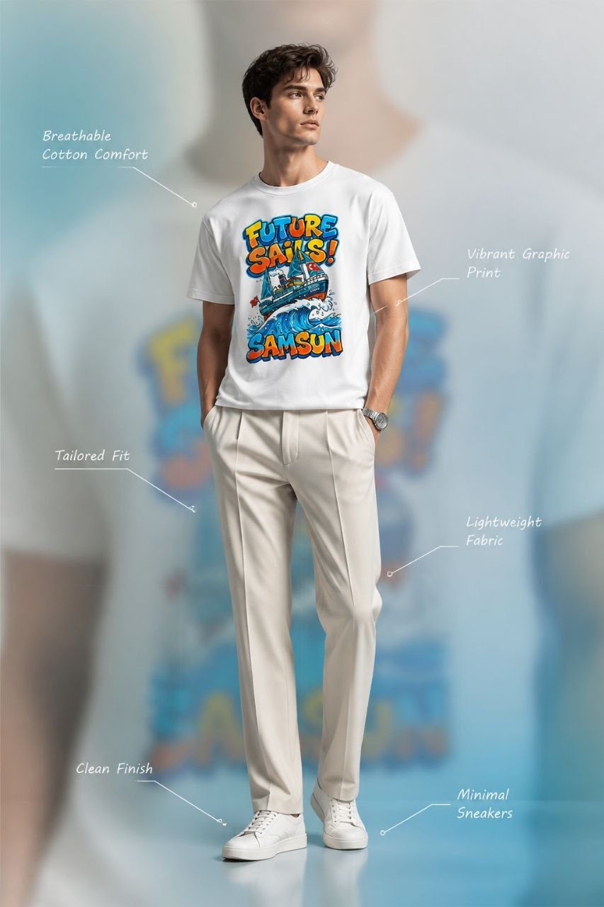 Future Sails Samsun Esprili %100 Pamuklu Tasarım T-Shirt