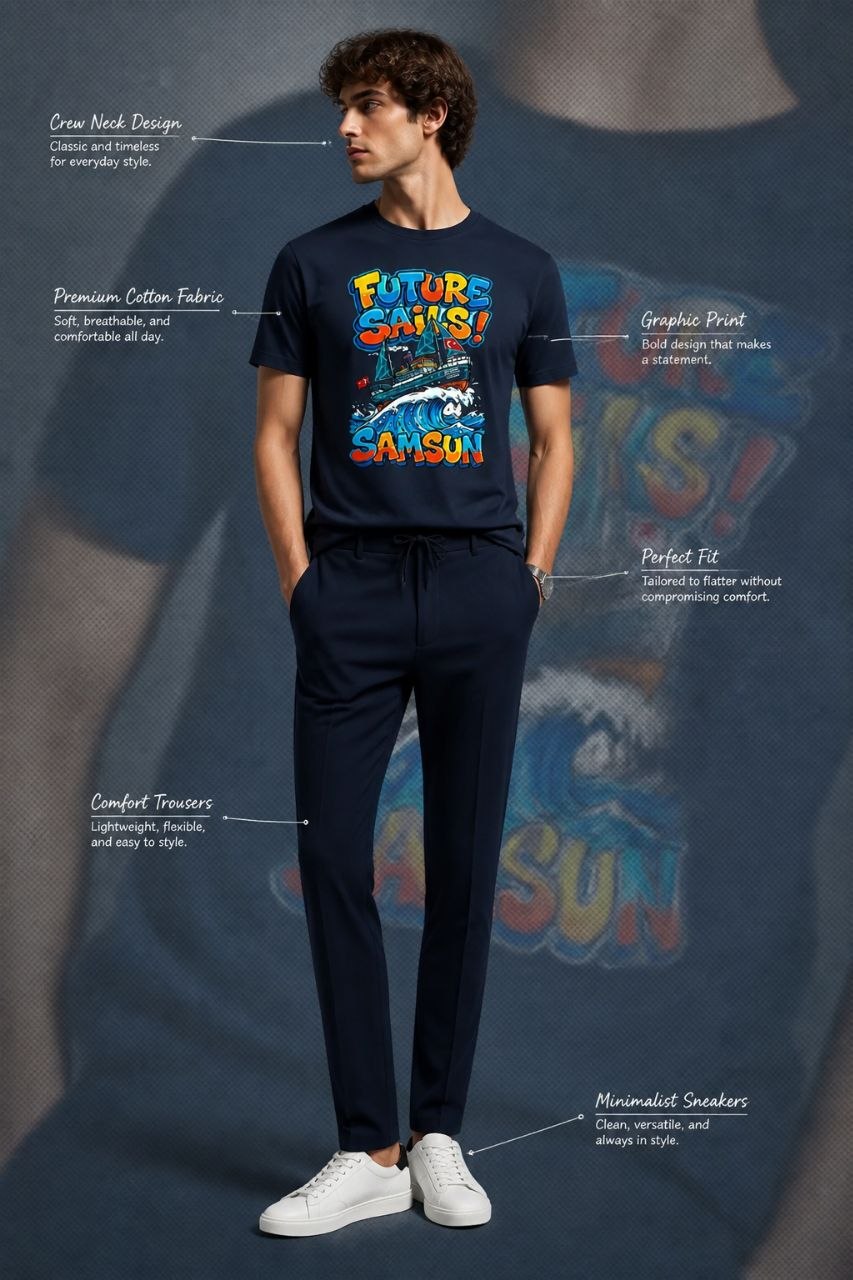 Future Sails Samsun Esprili %100 Pamuklu Tasarım T-Shirt