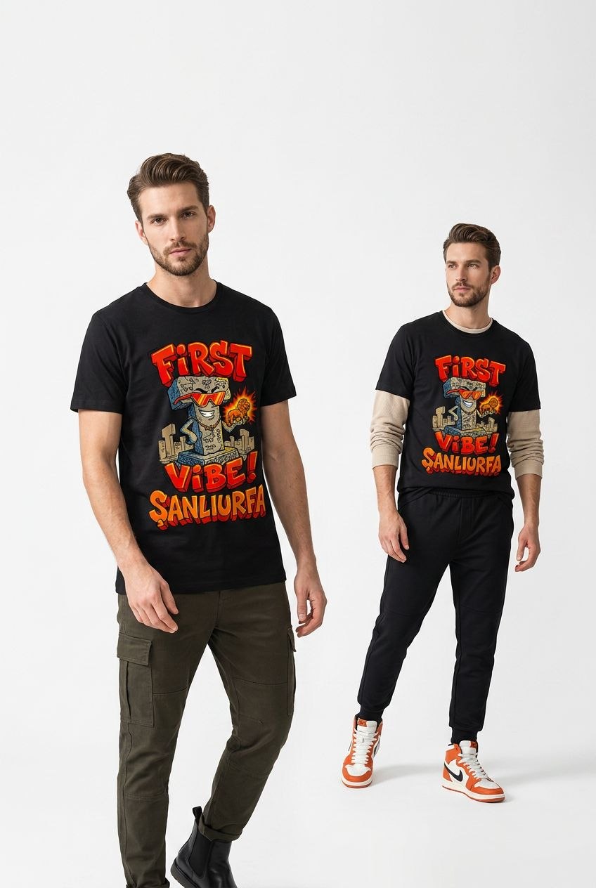 First Vibe Şanlıurfa Esprili %100 Pamuklu Tasarım T-Shirt