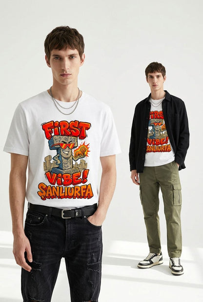 First Vibe Şanlıurfa Esprili %100 Pamuklu Tasarım T-Shirt
