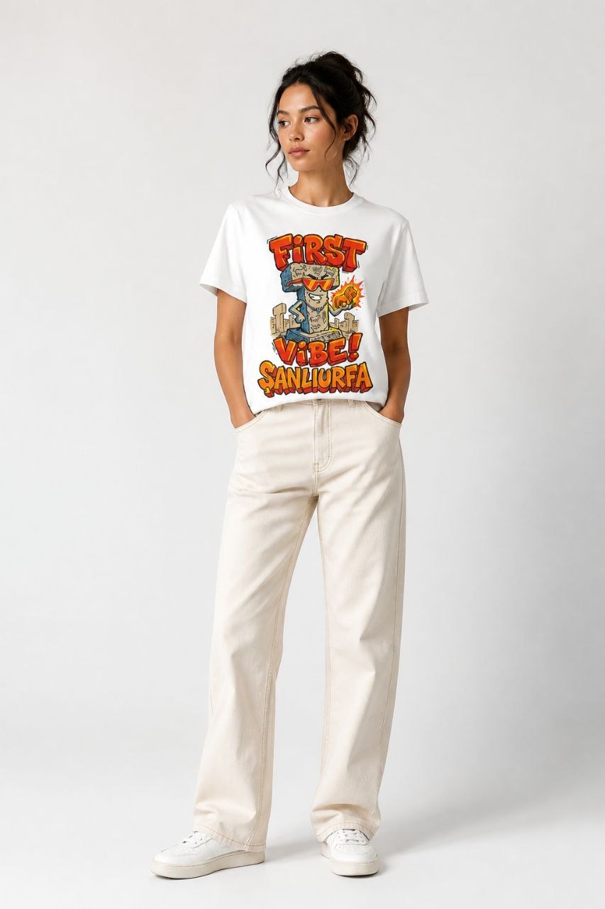 First Vibe Şanlıurfa Esprili %100 Pamuklu Tasarım T-Shirt