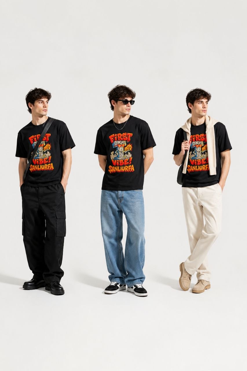 First Vibe Şanlıurfa Esprili %100 Pamuklu Tasarım T-Shirt