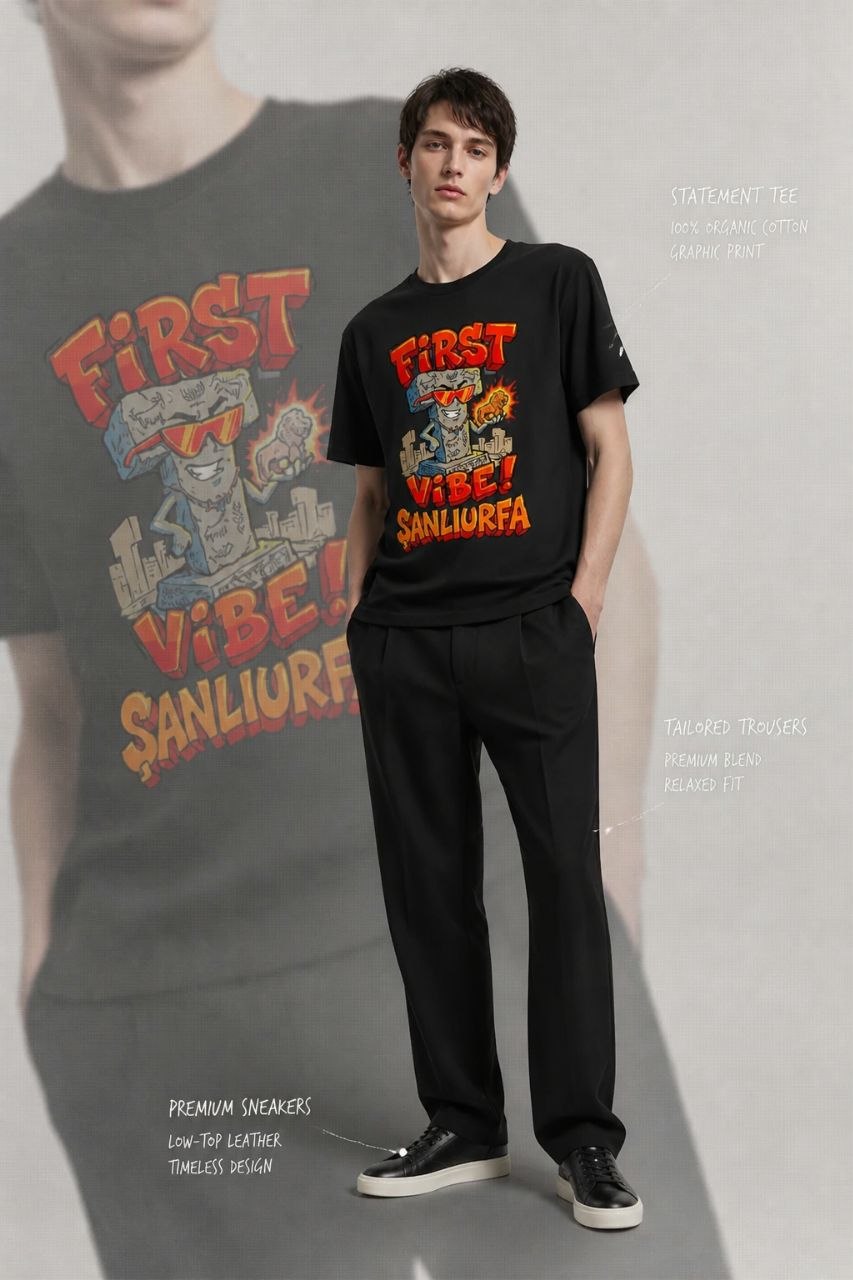 First Vibe Şanlıurfa Esprili %100 Pamuklu Tasarım T-Shirt