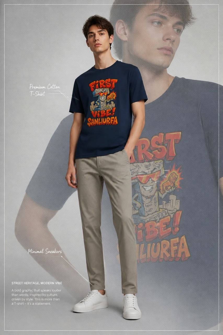 First Vibe Şanlıurfa Esprili %100 Pamuklu Tasarım T-Shirt